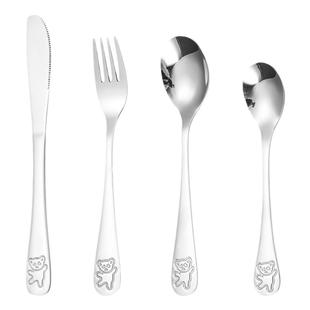 304不锈钢儿童西餐刀叉勺子餐具幼儿园宝宝牛排刀叉卡通套装专用