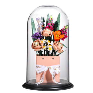 永生花玻璃罩子透明乐高花束10280专用PC亚克力展示盒干花防尘罩