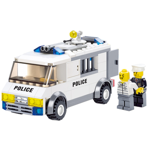 开智积木警车直升机套装消防车城市模型儿童益智拼装玩具男孩礼物