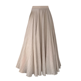 慵懒感棉麻半身裙女2025夏季新款高腰遮胯垂感大摆伞裙a字裙长裙