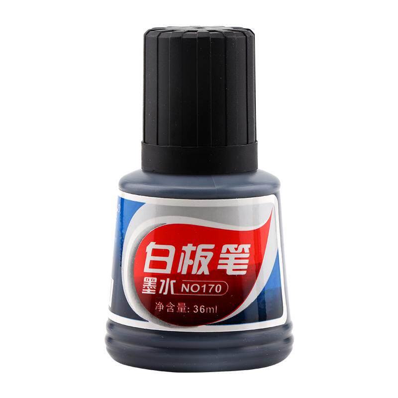 宝克NO170白板笔墨水可擦墨水瓶装黑红蓝色 易加墨水性教师培训班上课笔学校添加填充替换补充液36ML/瓶