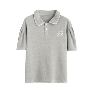 翻领polo衫短袖t恤女夏装2026新款宽松大码华夫格设计感小众上衣