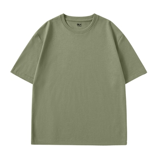 班尼路S&K重磅纯棉短袖t恤男款抹茶绿美式复古简约基础款五分袖A