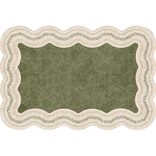 地毯客厅绿色2025新款中古风异形免洗可擦不规则复古地垫沙发防水