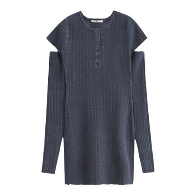 【直播专享】SLY 废土风可拆卸修身短款针织连衣裙030GAI73-0940