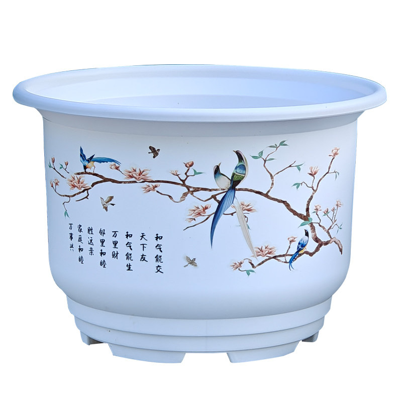 高颜值仿陶瓷白透气特大号塑料盆栽绿植耐寒耐冻园艺花器加厚花盆