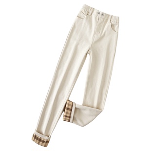 她池显瘦牛仔裤2025冬季新款女装复古高腰宽松大码小个子九分裤子