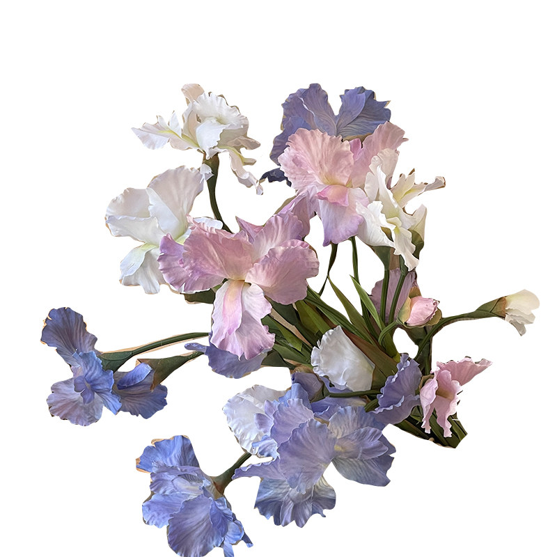 花溪树梦油画鸢尾仿真花摆件