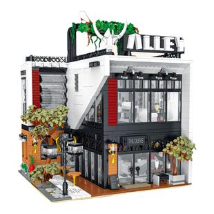 型玩模客10208奶茶店国产积木街景MOC-123898拼装模型玩具高难度