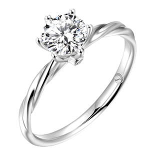 ONE SWEAR/梵誓柔 简约六爪戒托定制18k金婚戒1克拉铂金求婚钻戒