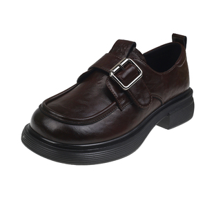 平底小皮鞋女2026软底春夏新款一字扣乐福鞋女单鞋一脚蹬配裙子