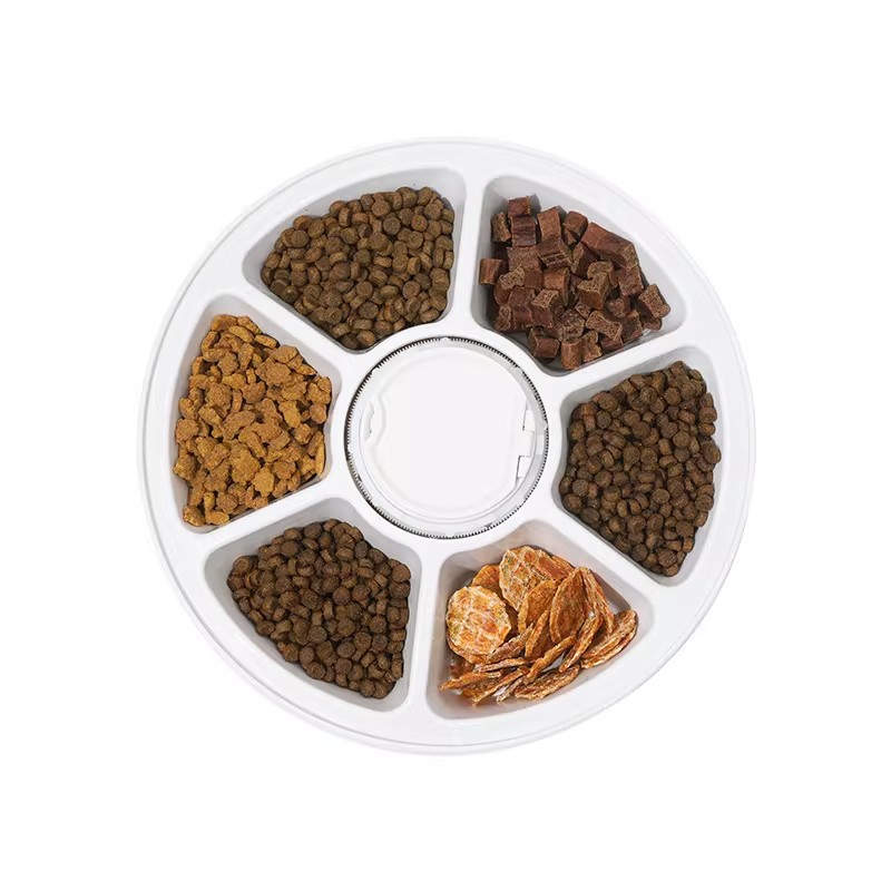 新款智能定时定量宠物碗猫狗喂食器宠物餐盘六合一餐喂养慢食碗