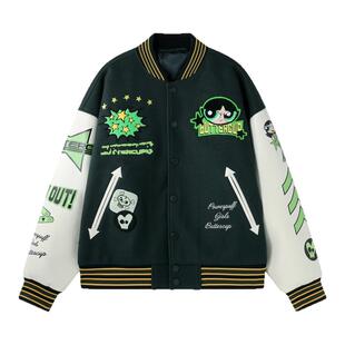 【飞天小女警联名】BJHG不计后果粉色棒球服女款春季美式夹克外套