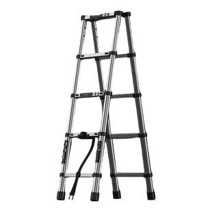 拓宇加厚不锈钢伸缩直梯家用人字折叠梯铝合金便携关节梯升降梯子