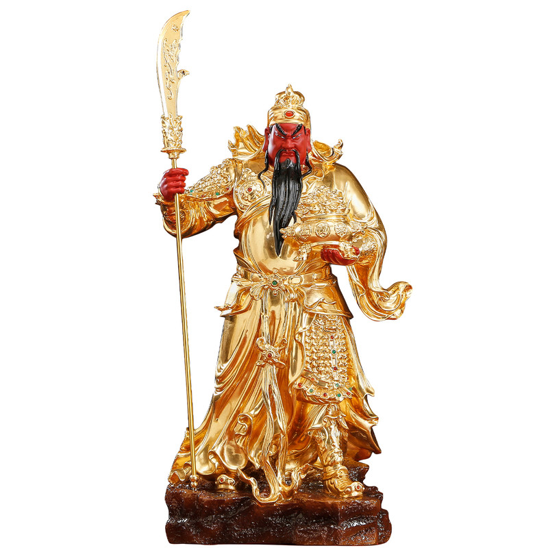 纯铜贴金关公神像武财神招财摆件