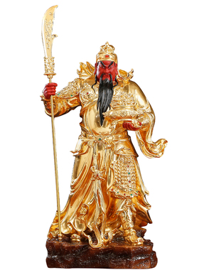纯铜贴金关公神像武财神招财摆件