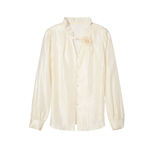 VIEA.ING薇迎商场同款长袖衬衫女2026春季韩系春季穿搭杏色上衣