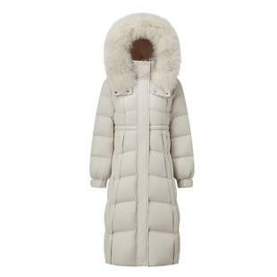 千仞岗冬季新款长款加厚羽绒服狐狸毛领修身保暖舒适女士外套