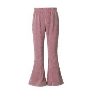 Little Naive女童金银丝休闲裤冬季复古喇叭裤儿童微喇裤子加绒款