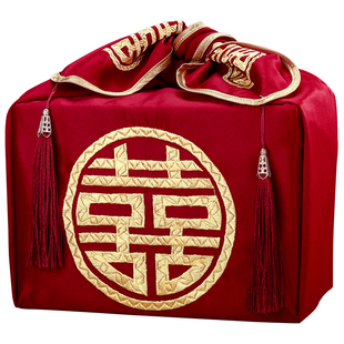 结婚包袱皮婚礼女方陪嫁红包袱布嫁妆喜盆包裹布红布婚庆用品大全