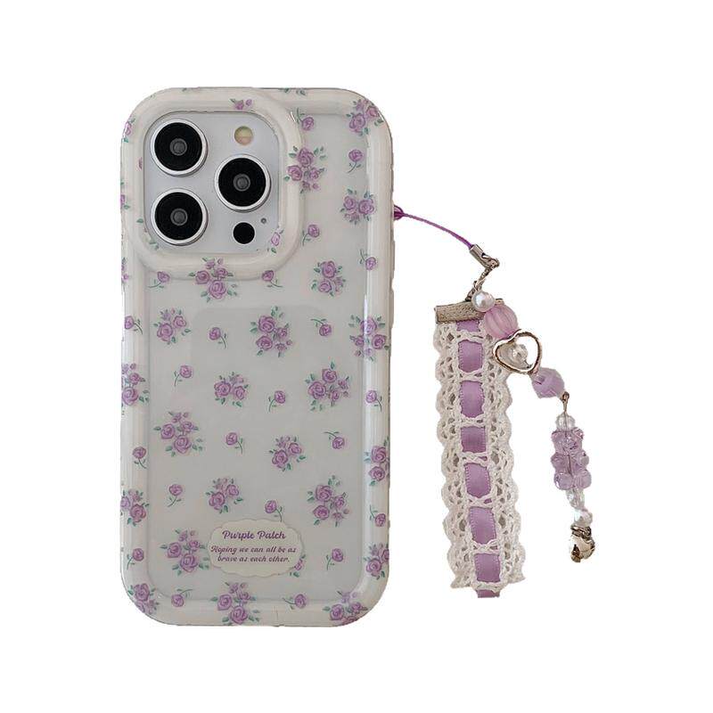 文艺紫色碎花手链适用iPhon手机保护套/壳