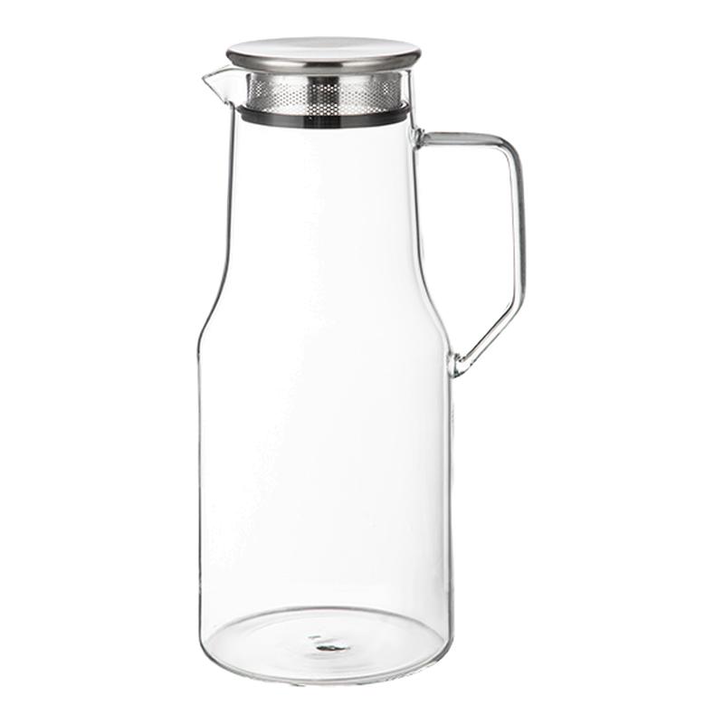 霜山冷水壶耐高温高硼硅玻璃泡茶壶1.6L大容量凉水壶带滤孔花茶壶