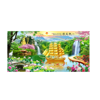 一帆风顺十字绣风景客厅