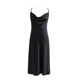 轻禾「露华」夏季性感丝滑缎面深V吊带睡裙露背修身开衩蕾丝睡衣