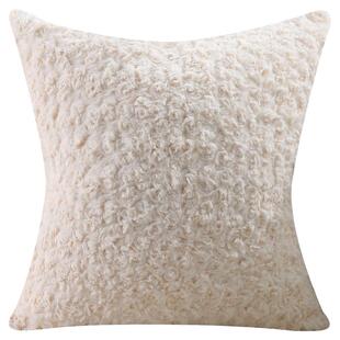 兔毛柔软双面玫瑰绒抱枕套客厅沙发抱枕办公室靠背垫床头大靠枕套