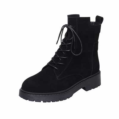 2025新款女士秋冬季棉鞋磨砂牛皮马丁靴女款英伦风厚底短靴真皮鞋