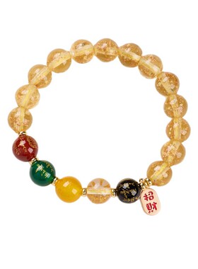 灵隐玛瑙五路财神招财手串女款