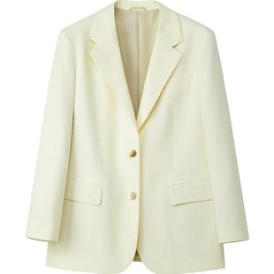 HLA/海澜之家商务直筒休闲西服秋季新款黑色通勤宽松职场外套女装