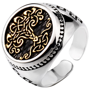 生命之树钛钢戒指男潮ins 北欧维京个性复古黄金树艾尔登法环周边