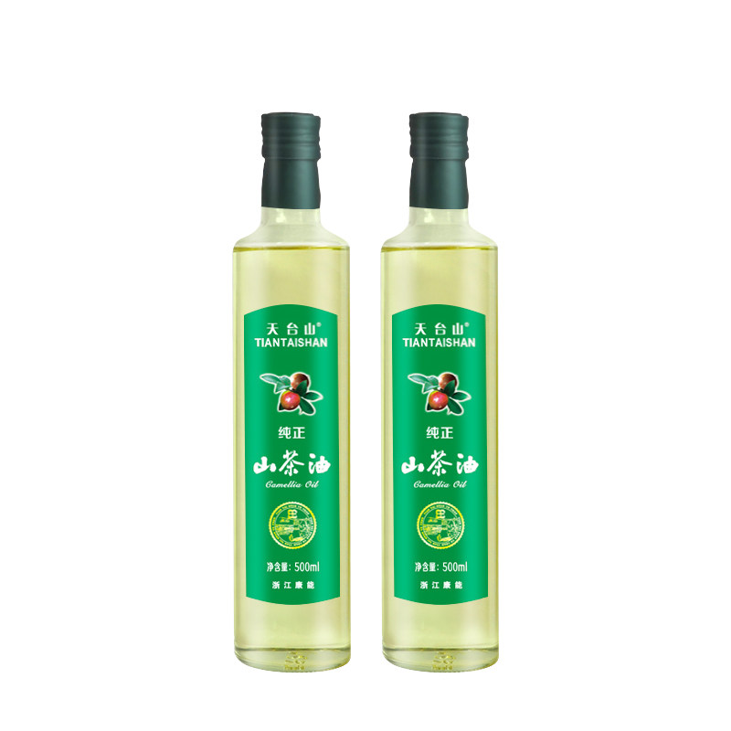 天台特产天台山茶油康能纯正山茶油野生茶籽油食用油500mL*2礼盒