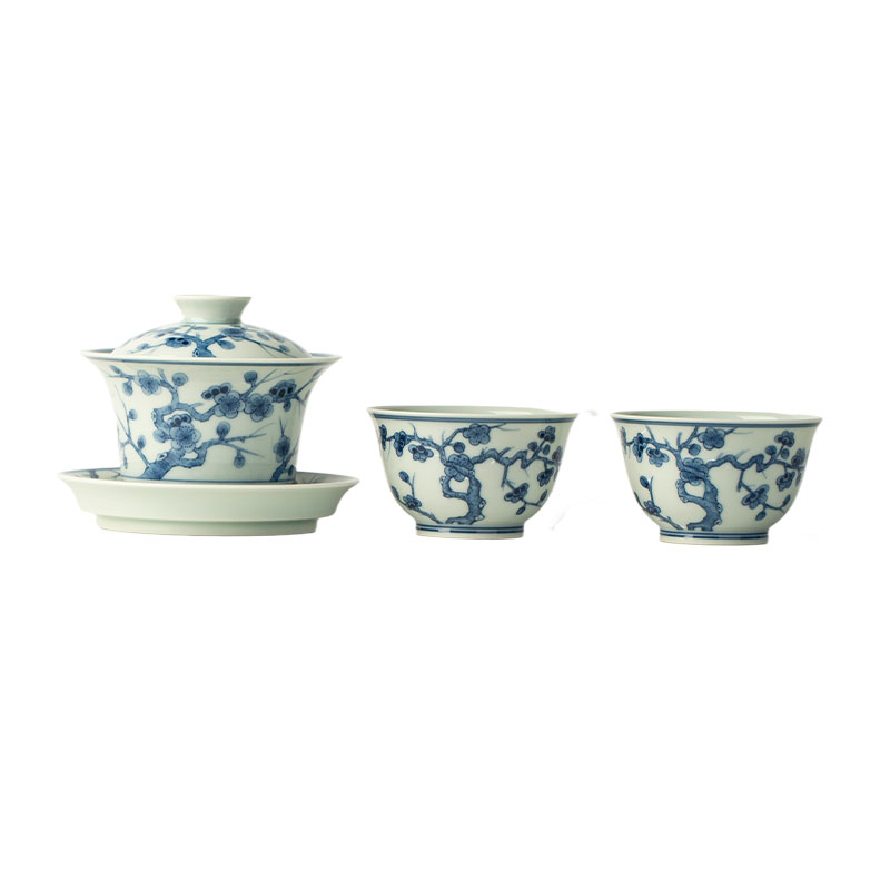 三勤堂青花手绘冰梅陶瓷茶具套装