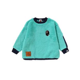 BAPE童装秋冬猿人图案毛绒拼接圆领卫衣313004L