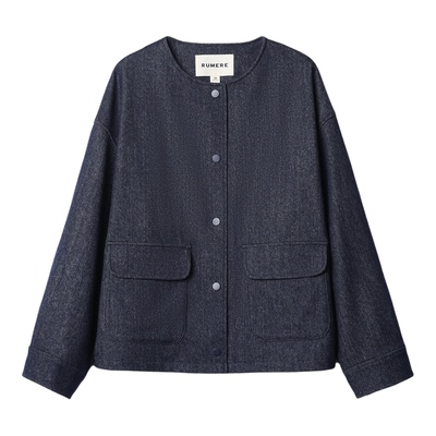 禾同款精纺高支羊毛斜纹短款外套