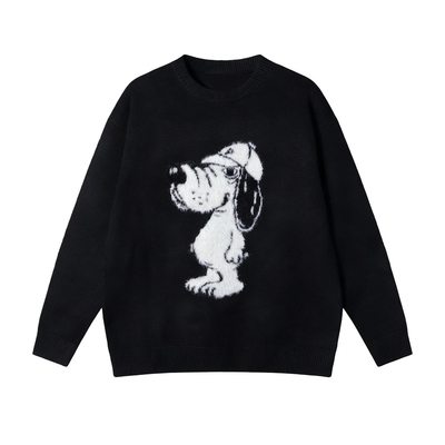 卡通小狗设计圆领毛衣男女同款