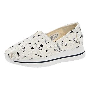 Tt&Mm/汤姆斯女鞋透气舒适蕾丝轻便帆布鞋厚度增高薄款一脚蹬布鞋