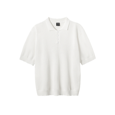 韦恩泽维尔翻领大码短袖针织衫