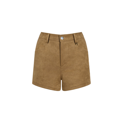 绒面麂皮A字显瘦卡其色休闲短裤