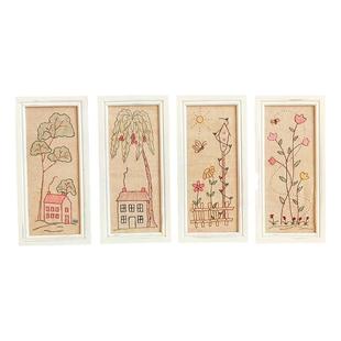 欧式乡村刺绣装饰画手绣美好家园拼布壁画卧室房间实木框创意家居