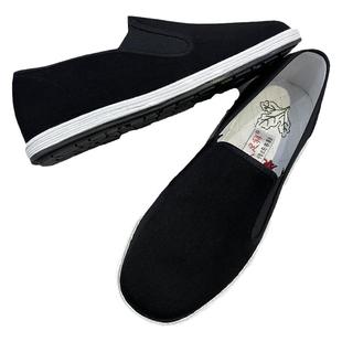 老北京手工千层底春秋透气舒适宽版套脚黑色艾草休闲国风男黑布鞋