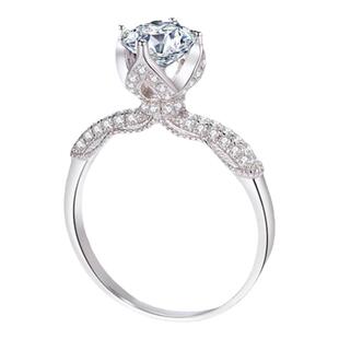 PT950铂金进口D色莫桑石四爪半壁江山戒指简约小众设计1克拉钻戒