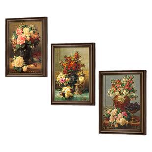 美式楼梯间转角墙面挂画大芬油画村装饰画复式别墅走廊过道三联画