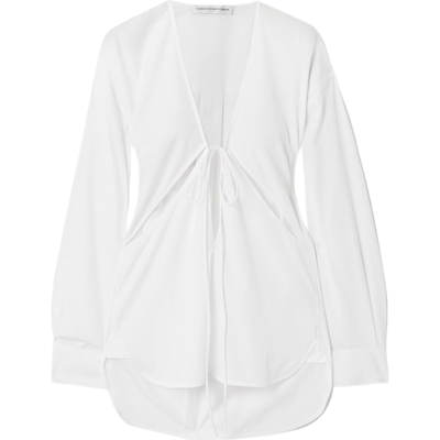 【折扣】CHRISTOPHER ESBER 女系带细节挖剪棉质女衫