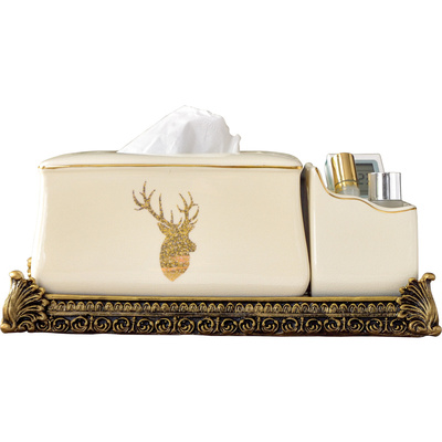 新中式茶几抽纸盒陶瓷美式遥控器