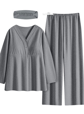 纯棉简约款A类春秋月子服产前产后孕妇哺乳喂奶睡衣5月份6夏全棉