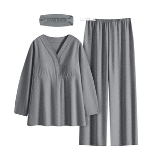 纯棉简约款A类春秋月子服产前产后孕妇哺乳喂奶睡衣5月份6夏全棉