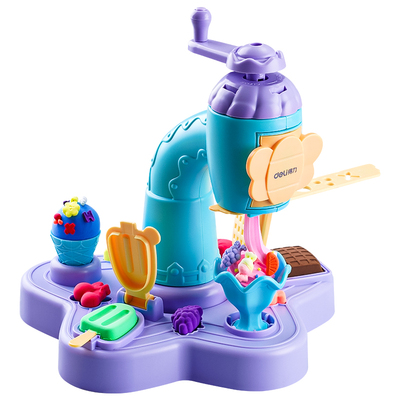 得力冰淇淋面条机彩泥玩具套装幼儿园儿童橡皮泥食品级安全无味毒超轻粘土男女孩雪糕机汉堡机黏土生日礼物